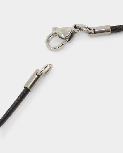 Saint Morta Leather Annex Necklace Black