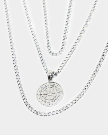 NXS Compass Necklace Set White Gold