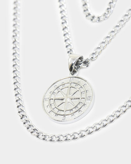NXS Compass Necklace Set White Gold