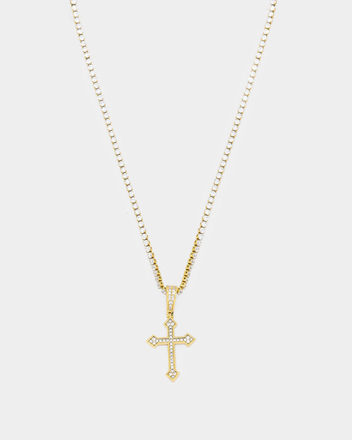NXS Crusaders Tennis Necklace Iced Gold