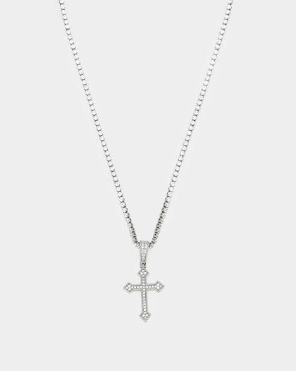 NXS Crusaders Tennis Necklace Iced White Gold