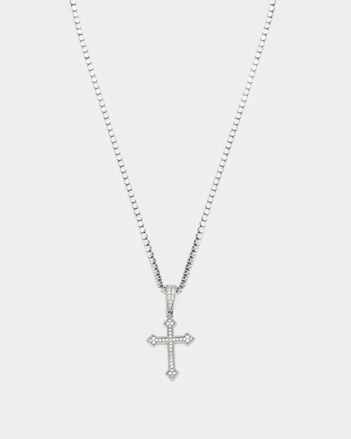 NXS Crusaders Tennis Necklace Iced White Gold