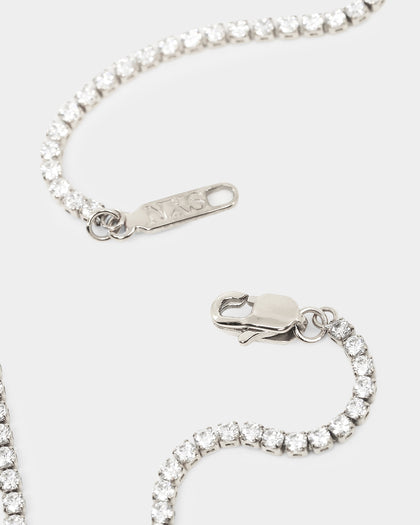NXS Crusaders Tennis Necklace Iced White Gold