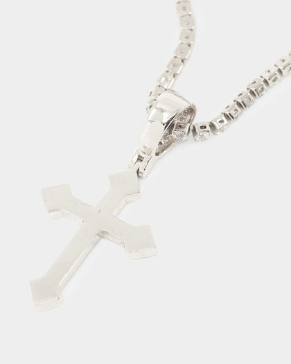 NXS Crusaders Tennis Necklace Iced White Gold