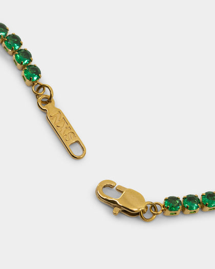 NXS 3mm Tennis Chain Gold/Green