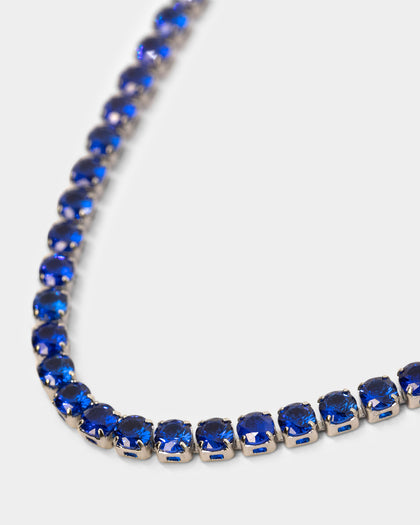 NXS 3mm Tennis Chain White Gold/Blue