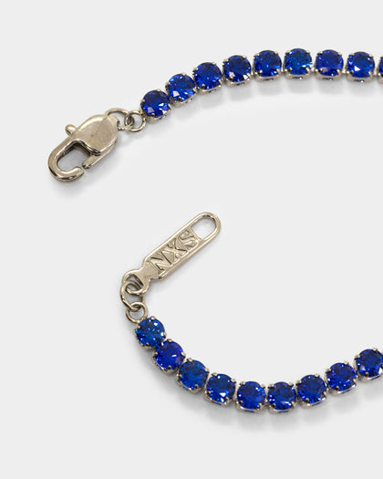 NXS 3mm Tennis Chain White Gold/Blue