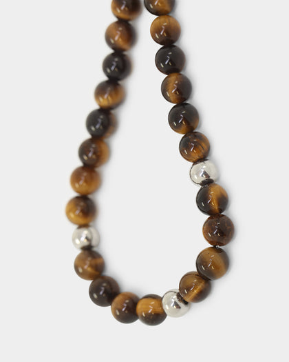 NXS Tiger Eye Necklace Steel/Brown