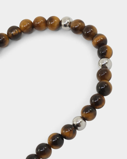 NXS Tiger Eye Necklace Steel/Brown
