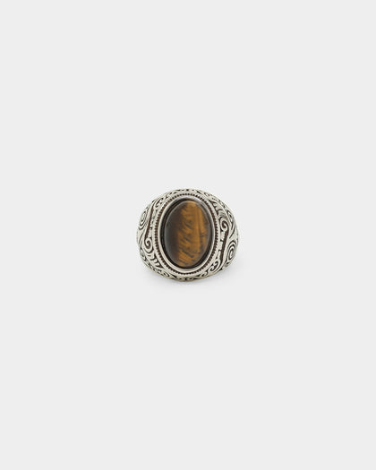 NXS Tiger Eye Ring Steel/Brown