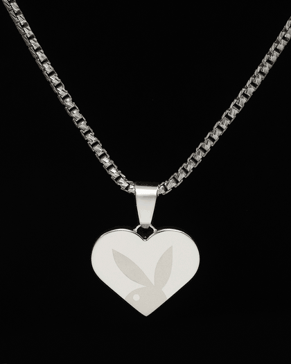 Playboy By House Of Auric Playboy Heart Pendant Sterling Silver