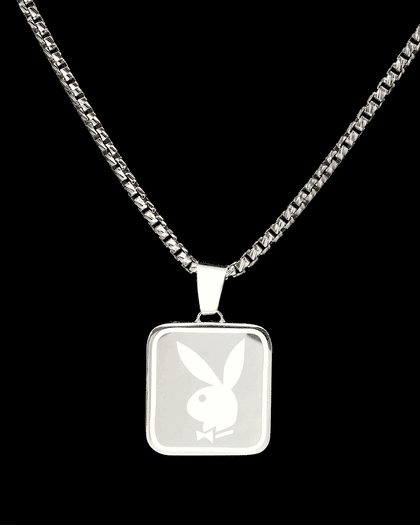 Playboy By House Of Auric Playboy Square Pendant Sterling Silver