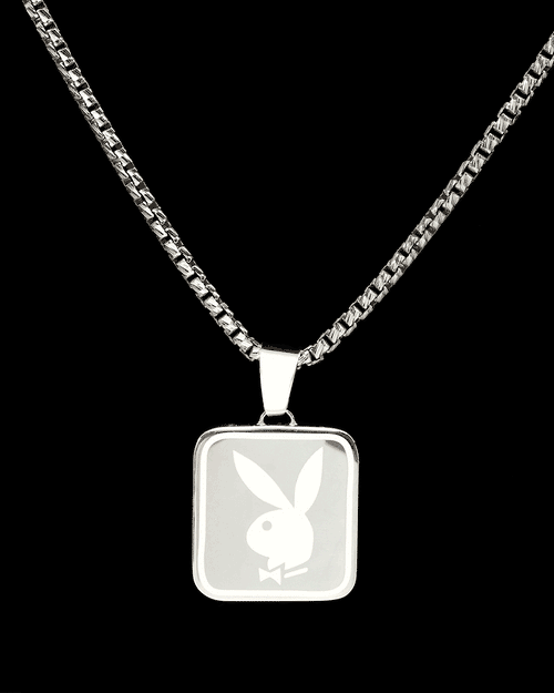 Playboy By House Of Auric Playboy Square Pendant Sterling Silver