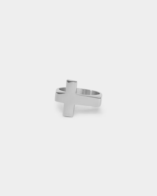 NXS Cross Ring White Gold