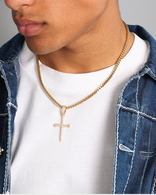 NXS Iced Nail Pendant Iced Gold