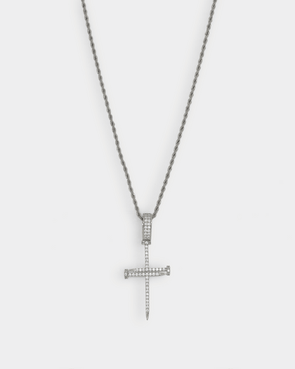 NXS Iced Nail Pendant Iced White Gold