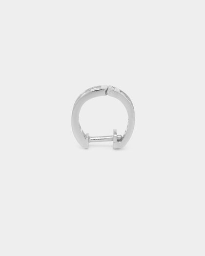 NXS Baguette Hoop Earring Iced White Gold