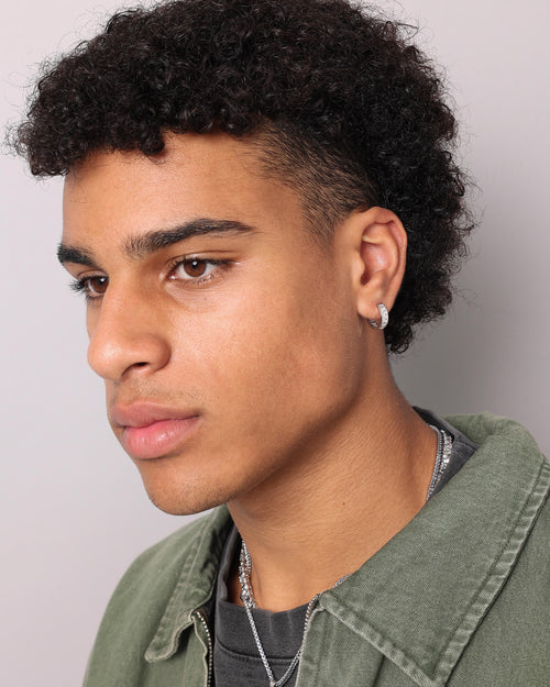 NXS Baguette Hoop Earring Iced White Gold