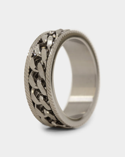 Loiter Serrated Cuban Ring Stainless Steel