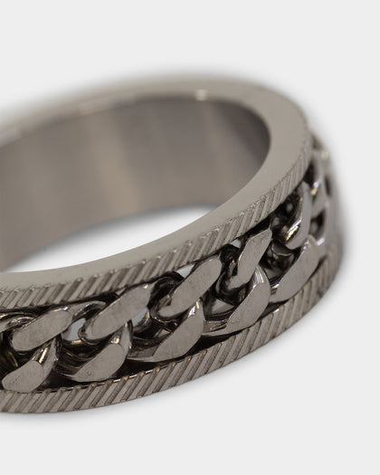 Loiter Serrated Cuban Ring Stainless Steel