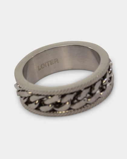 Loiter Serrated Cuban Ring Stainless Steel