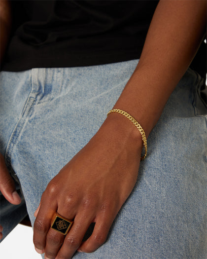 NXS Flat Faced Curb Bracelet Gold