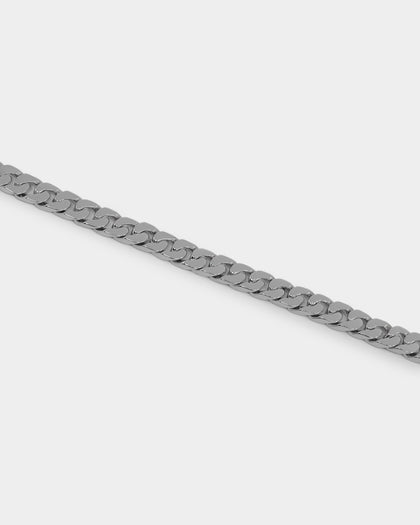 NXS Flat Faced Curb Bracelet White Gold