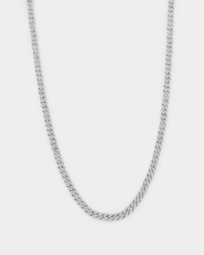 NXS Flat Faced Curb Chain White Gold
