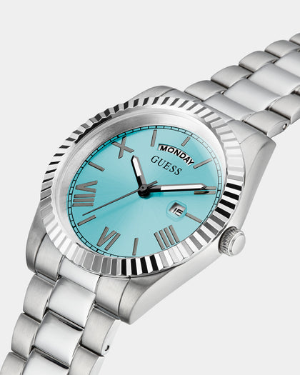 Guess Mainline Connoisseur Watch Silver/Aqua Blue