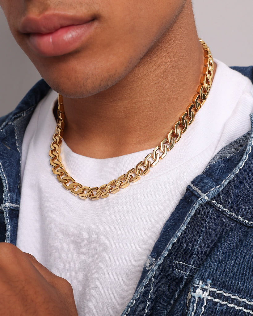 NXS Hex Cut Curb Chain Gold | Culture Kings US