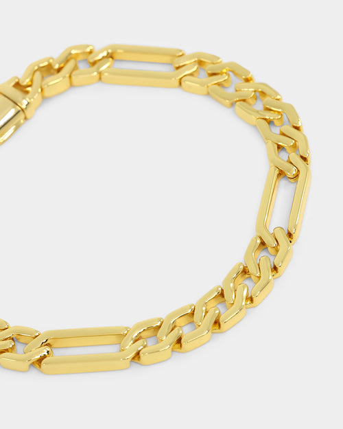 NXS Sharp Cut Figaro Bracelet Gold
