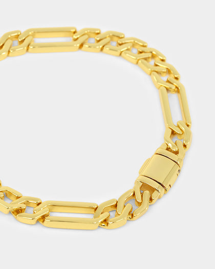 NXS Sharp Cut Figaro Bracelet Gold