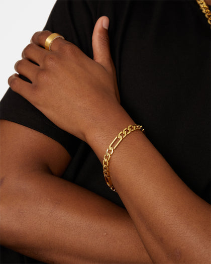NXS Sharp Cut Figaro Bracelet Gold