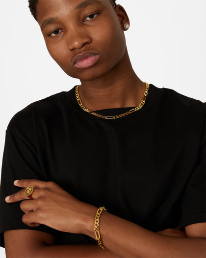 NXS Sharp Cut Figaro Chain Gold