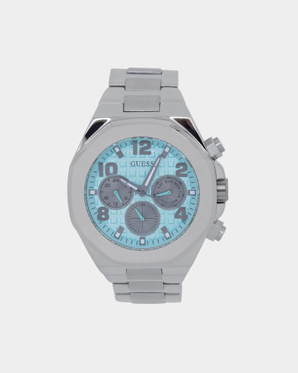 Guess Mainline Empire Watch Silver/Aqua Blue