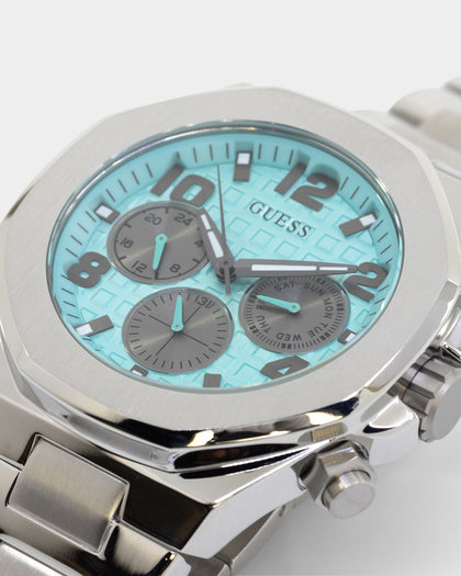 Guess Mainline Empire Watch Silver/Aqua Blue