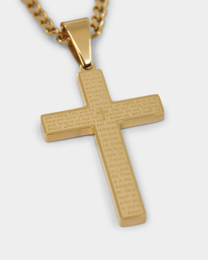 NXS Textured Cross Chain Set Gold