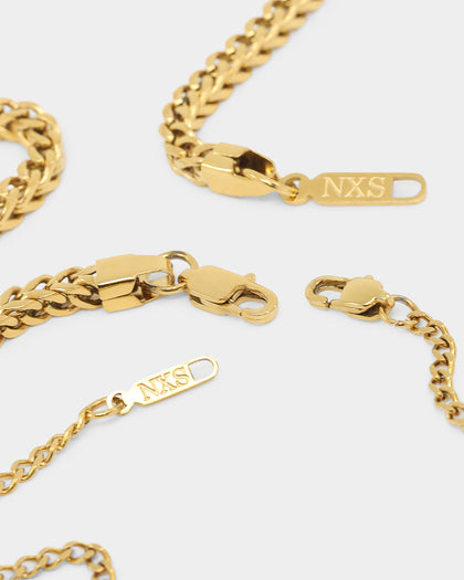 NXS Textured Cross Chain Set Gold