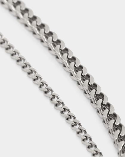 NXS Textured Cross Chain Set White Gold