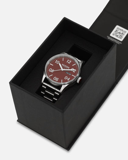 Nixon Sentry Stainless Steel Silver/Cranberry