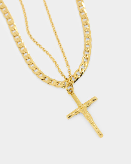 NXS Crucifix Chain Set Gold