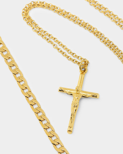 NXS Crucifix Chain Set Gold