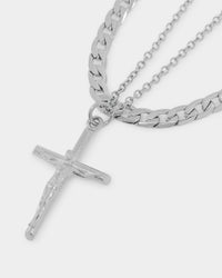 NXS Crucifix Chain Set White Gold