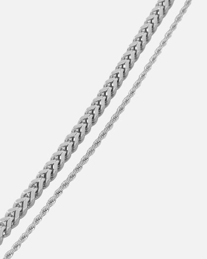 NXS Franco Rope Chain Set White Gold
