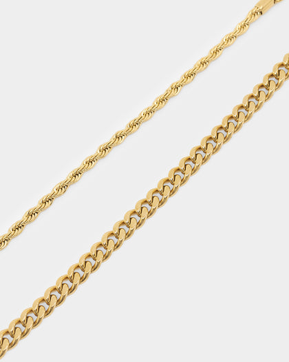 NXS Cuban Rope Bracelet Set Gold