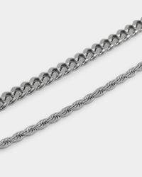 NXS Cuban Rope Bracelet Set White Gold