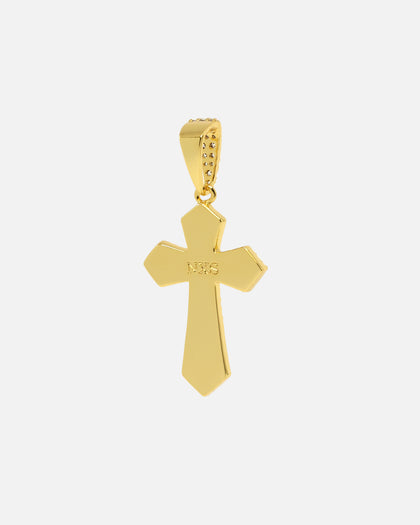 NXS Iced Sanctity Cross Pendant Iced Gold