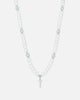 NXS Dagger Pearl Necklace White Gold/Blue