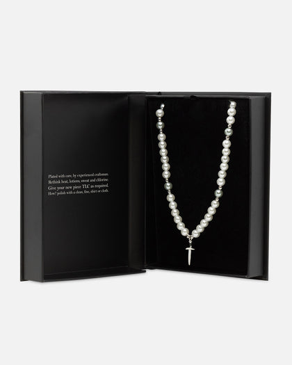 NXS Dagger Pearl Necklace White Gold/Blue