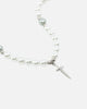 NXS Dagger Pearl Necklace White Gold/Blue